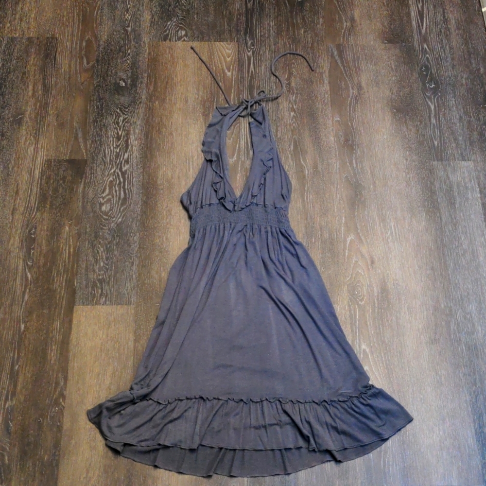 Velvet Torch Simple Gray Halter Top Dress Size L